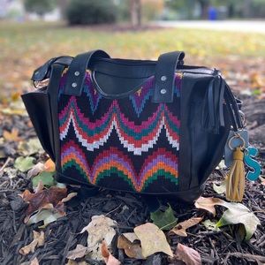 Huipil Black Leather Moons Bag (like Nena and Co)